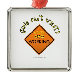 Women Working Construction Sign Ornament