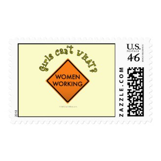 Women Working Construction Sign Postage Stamp