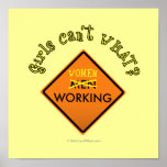 Women Working Construction Sign Poster