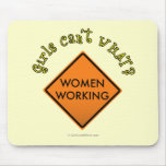 Women Working Road Sign Mouse Pad