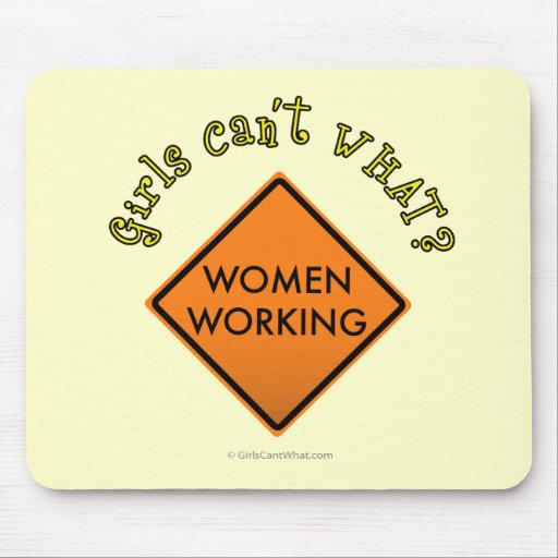 Women Working Road Sign Mouse Pad