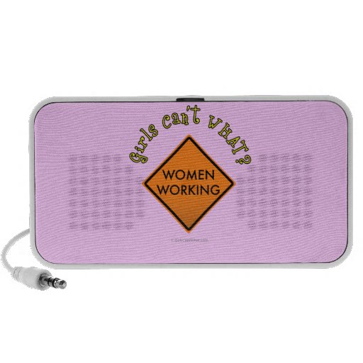 Women Working Road Sign Notebook Speakers