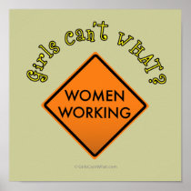 Women Working Road Sign posters