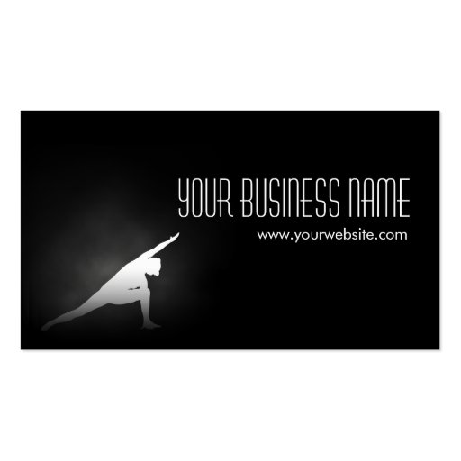 Women Yoga Pose Fitness Dark Business Card (front side)