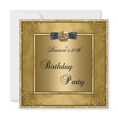Womens 50th Birthday Party Gold Floral Gold invitation