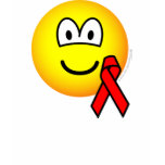 Aids awareness emoticon Red ribbon  womens_apparel_tshirt