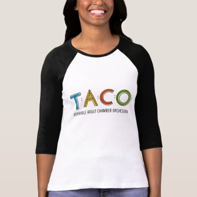 Women&#39;s Bella 3/4 Sleeve TACO T-Shirt, White/Black Tee Shirt