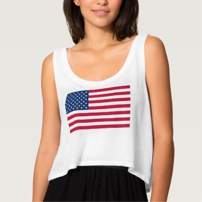 Women&#39;s Bella Flowy Crop Tank Top/American Flag