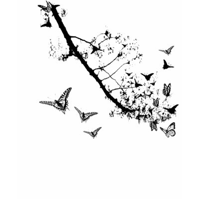 Women's Butterfly Cherry-blossom T-shirt by modeink