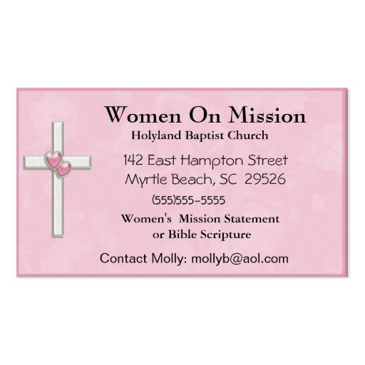 Women's Church Business Card (front side)