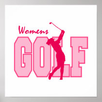 Women's Golf Pink Posters