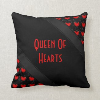 Womens Gothic Red Queen Of Hearts Throw Pillow