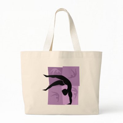 Women's Gymnastics Purple and Black Tote Bags