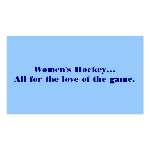 Women's Hockey Business Card (back side)