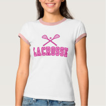 Mujer Lacrosse Tees (rosa) camisetas by pacificsportsgifts Mujer Lacrosse Tees (rosa) camisetas