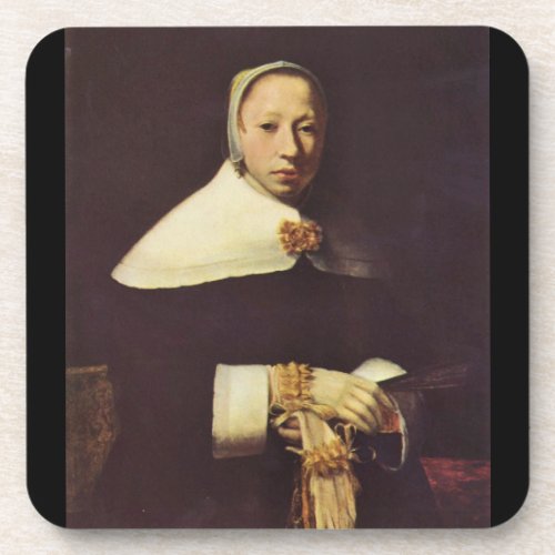 Women's portrait by Johannes Vermeer Beverage Coaster