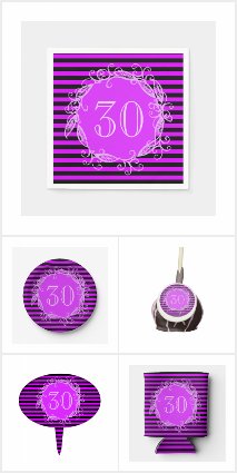 Women's Purple Black 30th Birthday Party