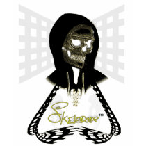 Women's White tank top with green Skelehood t-shirts