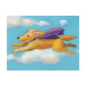 Wonder Dog - flying spaniel retriever with cape postcards