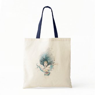 Wonder Woman and Flowers Canvas Bags