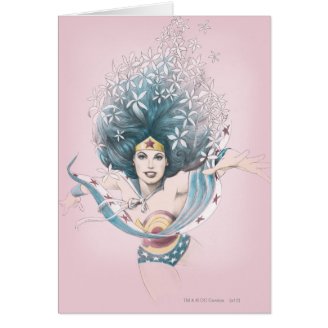 Wonder Woman and Flowers Card