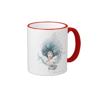 Wonder Woman and Flowers Coffee Mugs