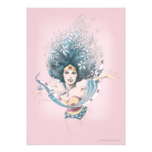 Wonder Woman and Flowers Custom Invites