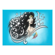 Wonder Woman and Stars Personalized Invite