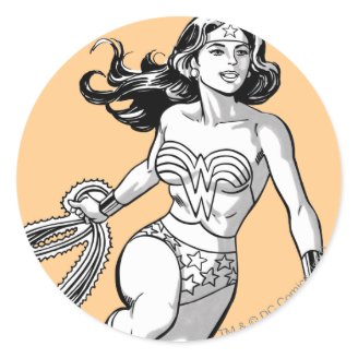 Wonder Woman B&W Lasso 1 Round Sticker