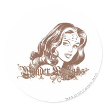 Wonder Woman Brown Stickers