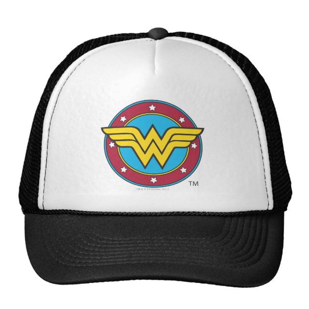 Wonder Woman Circle & Stars Logo Trucker Hat-0