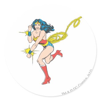 Wonder Woman Cuffs Round Stickers