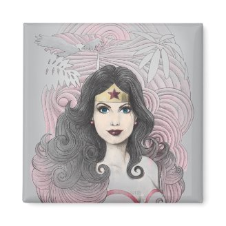 Wonder Woman Eagle and Trees Fridge Magnet