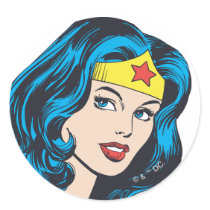 Wonder Woman Face Round Sticker