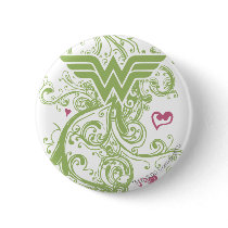 Wonder Woman Green Swirls Logo Pinback Button