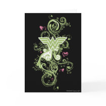 Wonder Woman Green Swirls Logo Greeting Cards