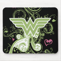 Wonder Woman Green Swirls Logo Mouse Pads