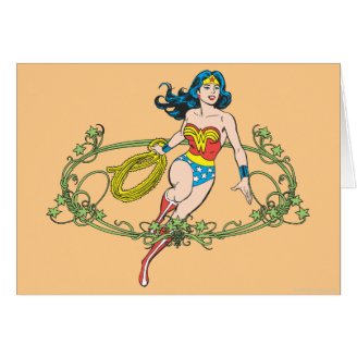 Wonder Woman Green Vines Greeting Card