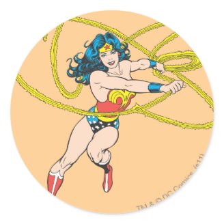 Wonder Woman Holds Lasso 1 Round Stickers