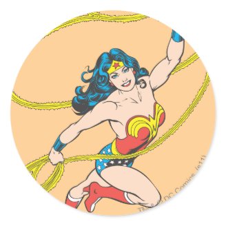 Wonder Woman Holds Lasso 3 Round Stickers