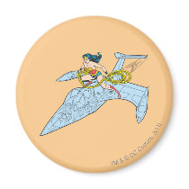 Wonder Woman on Spaceship Refrigerator Magnets