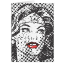 Wonder Woman Red Lips Greeting Cards
