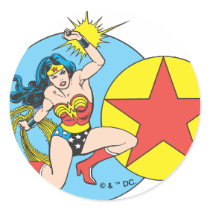Wonder Woman Red Star Round Stickers