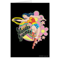 Wonder Woman Retro Flowers Greeting Card