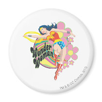 Wonder Woman Retro Flowers Magnets