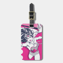 wonder woman, super hero, retro, classic, vintage, glam, 80&#39;s rock, character art, reach, outline, pink, navy, [[missing key: type_aif_luggageta]] with custom graphic design