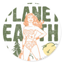 Wonder Woman Save Planet Earth Round Sticker