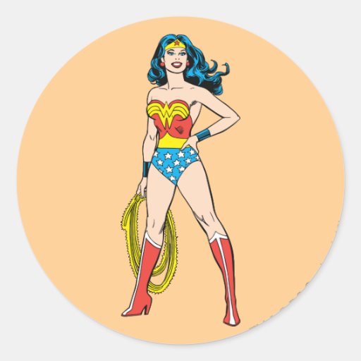 Wonder Woman Standing Round Stickers
