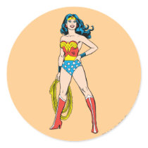 Wonder Woman Standing Round Stickers
