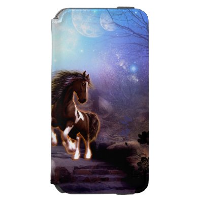 Wonderful horse with moon in the night iPhone 6/6S wallet case